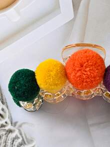 1 件裝女士彩色多巴胺對比毛茸茸髮夾,時尚可愛,適合日常佩戴