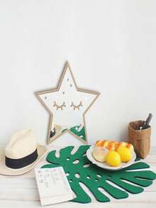 1入組北歐風格可拆卸鏡面壁貼,卡通星型木製和壓克力鏡子,適用於臥室、客廳家居裝飾