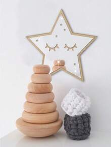 1入組北歐風格可拆卸鏡面壁貼,卡通星型木製和壓克力鏡子,適用於臥室、客廳家居裝飾