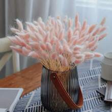 60 件天然粉色蒲苇干兔尾巴，适用于波西米亚风装饰、家居婚礼 DIY 工艺装饰、圣诞节感恩节新年和春节礼物装饰、秋季装饰、秋季 - 粉色 - 查看 4