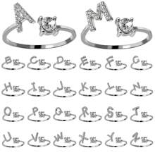 Anillo ajustable para nudillos con letras y cristal Az, regalo para mujeres y niñas que cubre 26 iniciales, perfecto para crear un momento inolvidable, 1 pieza
