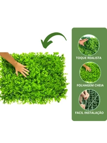 Placa De Grama Eucalipto 40x60 Jardim Vertical Artificial Luxo - Verde - Visão 6