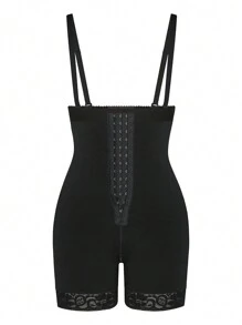 1pc Compressing Full Shapewear Bodysuit Plus Size High Waist Body Shaper Tummy Control Faja Shorts Waist Trainer Girdle - Black - View 6