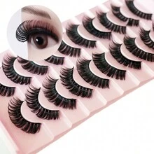 10pairs 3d Russian Style Curly False Eyelashes, Thick Long Eye Makeup Lashes - Fluffy Lashes - View 1