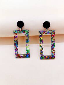 1 đôi Đầy màu sắc Hình ngôi sao Hình hộp chữ nhật Hoa tai , Mới nhất Thiết kế Đối với Quý cô , Tuyệt vời Cho bữa tiệc , Kỳ nghỉ , Giải trí Mặc Và Như Quà tặng lễ hội - Nhiều màu - Xem 1