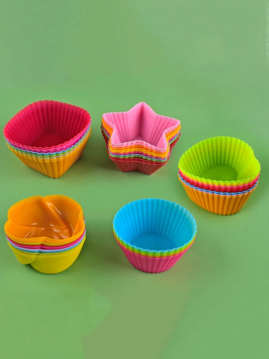 20入組矽膠杯子模具,隨機顏色,適用於烘焙和蒸汽烹調,適合做果凍、布丁、蛋糕、鬆餅等烘焙工具 - 隨機色 - 查看 1