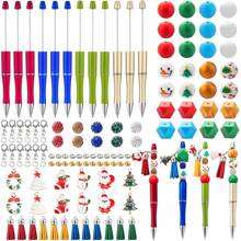 聖誕節珠子筆diy塑膠珠子筆,聖誕老人雪人聖誕樹流蘇珠子筆,學童聖誕節禮物