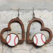 1對空心設計棒球足球網球橄欖裝飾掛墜耳環,簡約運動風格創意運動耳環