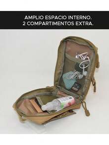 Mariconera Tipo Militar Para Hombre, Aire Libre - Camel - Ver 6