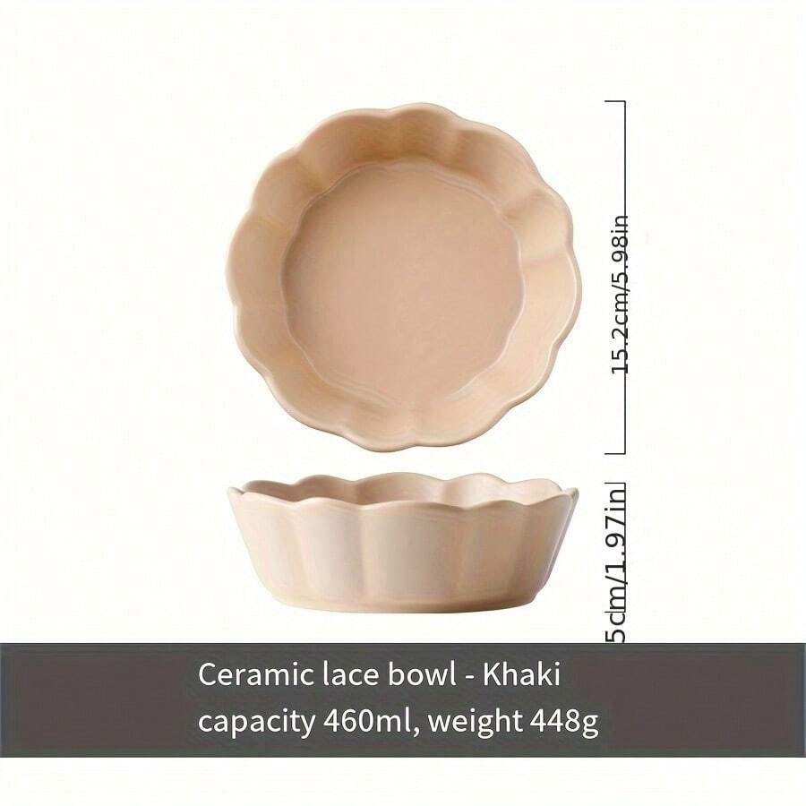 氣炸鍋兼容烤箱用的烤盤,家用烤盤/沙拉碗/陶瓷碗/蒸蛋碗/餐具 - 卡其色 - 查看 1