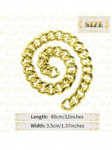 1入組男士厚款金鏈,81.28cm朋克風格嘻哈頸鍊,採用塑料材料製作,非常適合80年代-90年代饒舌歌手的服裝珠寶,無宝石