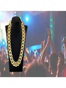1入組男士厚款金鏈,81.28cm朋克風格嘻哈頸鍊,採用塑料材料製作,非常適合80年代-90年代饒舌歌手的服裝珠寶,無宝石