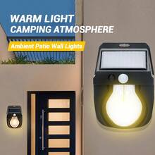 1pc太陽能戶外暖光人體感應壁燈適用於戶外花園別墅照明