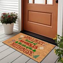 1pc Christmas Letter & Tree Branch Printed Coconut Palm Doormat - Multicolor - View 4