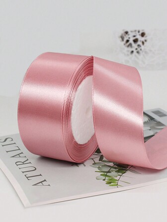 1pc 22m/72ft Silk Ribbon For DIY Crafts, Wedding Decor, Flower Arrangements, Cake Box Decorating, Car Decoration, Red Woven Ribbon, Rose Widths 0.6cm/1cm/4cm,