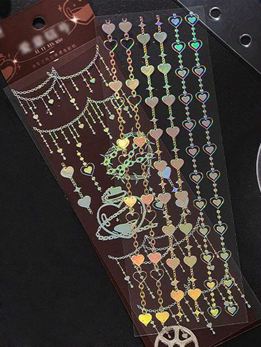 4pcs/set Foil & Laser Shooting Themed Scrapbook Material Stickers/non Random - Silver - View 1