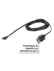 Lamp Holder With 6 M Cable, Volteck POLCA-6 - Black - View 2