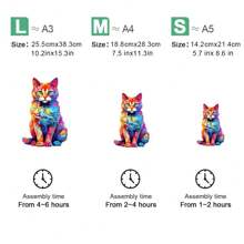 木制拼图圣诞彩色猫精致礼盒不对称形状动物拼图圣诞礼物成人缓解压力个性化独特礼物家庭互动圣诞娱乐游戏拼图 - 杏色 - 查看 6