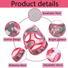 3Pcs/Set Dog Leash, Harness & Poop Bag Holder, Reflective Breathable Camouflage Design - Red Camo