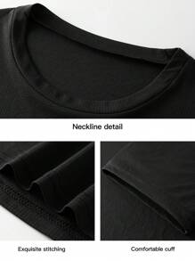 4 件套网眼男士超薄健身运动套装 T 恤，适合跑步和休闲健身服 - 黑色 - 查看 8