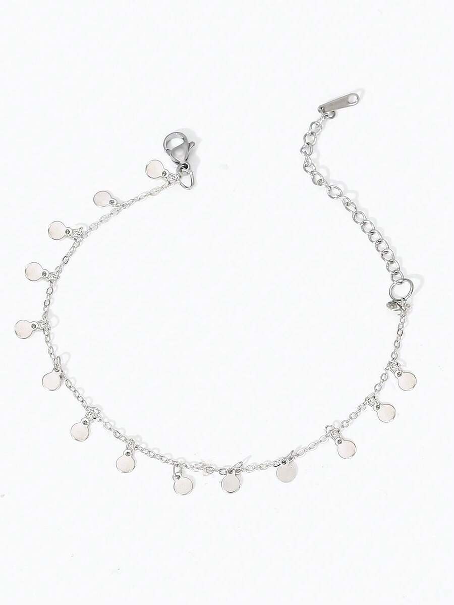 1入款波西米亞風夏日假期風格流蘇及金屬圓盤裝飾女士手鍊 - 銀色 - 查看 1