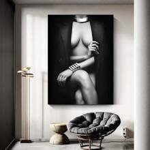 1pc Modern Black And White Woman Canvas Painting For Bedroom And Living Room Decor -Wall Painting Frameless Wall Art Print No Frame Gifts Birthday Graduation