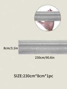 1 卷 2.3 米/90.6 英寸 Xpe 泡沫 3D 叶藤浮雕浪漫特殊设计踢脚线贴纸、自粘防撞墙贴、简约现代风格家居装饰、翻新踢脚线、卧室装饰贴纸、墙贴花、家居装饰乙烯基贴花、春季装饰品让您的家焕然一新、节日装饰贴纸礼物生日毕业 - 銀色 - 查看 8