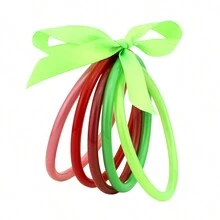 5入組閃閃發光的帶蝴蝶結凝膠刺繡手鍊,作為女士的禮物,閃亮填充硅膠手鍊 - YQ507 - 查看 2