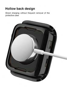 1pc Black Soft Tpu Protective Case Compatible With Apple Watch - Black - View 9