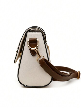 Bolso De Hombro Con Solapa Vintage Y Sencillo Con Diseño De Cruzado Multicapa Y Decoración De Metal Colorido Para Mujer