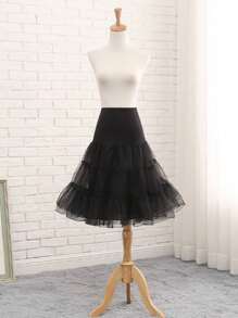 1 chiếc váy lưới tuyn co giãn có sợi pha lê dành cho nữ, váy lót Lolita, trang phục dự tiệc hoặc cosplay, phụ kiện quần áo mùa thu dành cho nữ - màu đen - Xem 1