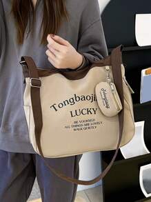 Bộ 2 túi Tote thời trang dung tích lớn dành cho nữ, giản dị và đa năng, thích hợp sử dụng hàng ngày, học đại học, đi làm, có ví đựng tiền xu khi trở lại trường, quà tặng lý tưởng cho giáo viên, ý tưởng quà tặng cảm ơn, quà tặng tri ân, túi quà tặng có thêu chữ lồng, có thể tái sử dụng, túi giáo viên, quà tặng lý tưởng cho mẹ, phù dâu, túi xách nữ có túi đựng xu, dung tích lớn, nhẹ, di động, thiết kế quai xách hành lý, thích hợp cho nữ sinh viên đại học, hoàn hảo cho khi trở lại trường, đại học, trung học cơ sở, trung học phổ thông - Màu Khaki - Xem 7