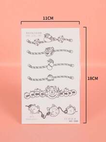 1入組卡通手環紋身貼紙,防水不反光臨時性紋身貼紙,適用於女士手臂或肩膀 - 黑色 - 查看 3