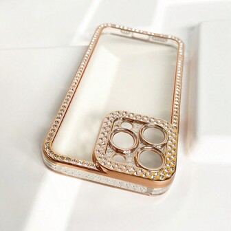 1 st. lyxigt diamantglitter transparent mjukt TPU-skal kompatibelt med Apple Phone 17 Air 16 15 14 13 12 11 Pro Max Plus bling stötsäkert strassfodral