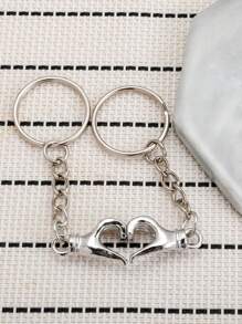2 pièces porte-clés unisexe en métal en forme de cœur, décoration de porte-clés de couple, convient pour cadeau de la Saint-Valentin et accessoires de voiture, sac, école à usage quotidien