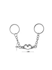2 pièces porte-clés unisexe en métal en forme de cœur, décoration de porte-clés de couple, convient pour cadeau de la Saint-Valentin et accessoires de voiture, sac, école à usage quotidien