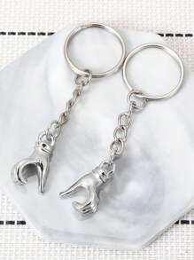 2 pièces porte-clés unisexe en métal en forme de cœur, décoration de porte-clés de couple, convient pour cadeau de la Saint-Valentin et accessoires de voiture, sac, école à usage quotidien