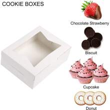 10pcs Cookie Treat Boxes 8 Inch White Bakery Boxes With Window For Cookie, Pastry, Dessert, Chocolate Covered Strawberry And Candy Gift Giving(8x6x2.5 In),Gift Packaging Boxes, Birthday Party Decorations, Christmas Party Favor Decorations,Suitable For Wedding,Christmas Valentine Day - White 10 pieces - View 7