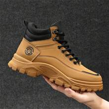 1雙2023年新英格蘭風格冬季靴,高筒、厚底、復古機車皮革、增高工靴 - 黃色 - 查看 5