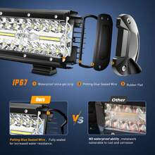 2 件装 7 英寸 LED 灯条 240W 24000LM 越野雾灯/行车灯 LED 灯罩带聚光灯组合光束防水 LED 工作灯 12V-24V 适用于卡车、船舶、UTV、ATV - 黑色 - 查看 2