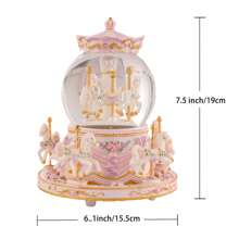 Carousel Horse Snow Globe Gift - Rotating Music Box Birthday Anniversary For Wife Daughter Girl Girlfriend Husband Clockwork Musical 8-Horse Color Light Snowglobes Castle In The Sky