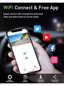 GMAIPOP Dash Cam for Cars Car Camera Dash Cam 4K WIFI Camera for Car Front and Rear Dash Camera Wifi Dashcam - Black - View 3