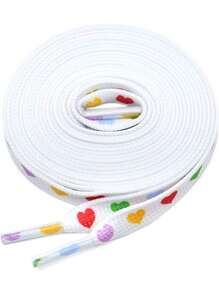 1pair Multicolor Heart Print Polyester Casual Sports Shoes Laces - Multicolor - View 3