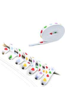 1pair Multicolor Heart Print Polyester Casual Sports Shoes Laces - Multicolor - View 1