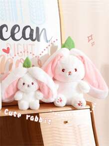 Décoration de Noël Lapin Fraise Poupée Peluche Transformée En Petit Animal En Peluche De Lapin Cadeau D'anniversaire Pour Amis Jouet En Peluche Lapin Carotte Décoration De Salon Canapé Chambre À Coucher Oreiller De Couchage Cadeau Fête Des Mères