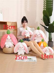Décoration de Noël Lapin Fraise Poupée Peluche Transformée En Petit Animal En Peluche De Lapin Cadeau D'anniversaire Pour Amis Jouet En Peluche Lapin Carotte Décoration De Salon Canapé Chambre À Coucher Oreiller De Couchage Cadeau Fête Des Mères
