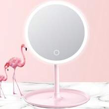 Makeup Led Desktop Vanity Mirror Led Mirror Lights Portable And Rechargeable Vanity Light Mirror With Base Tray - Pink - View 8