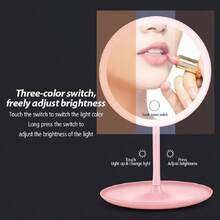 Makeup Led Desktop Vanity Mirror Led Mirror Lights Portable And Rechargeable Vanity Light Mirror With Base Tray - Pink - View 11