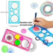 1pc Multifunctional Hollow Ruler, Student Diy Drawing Template, Spiral Pattern Puzzle Magic Drawing Board, Great For Christmas Gift - Baby Blue - View 2