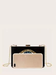 Eye Pattern Formal Handbag, Shoulder Bag, Crossbody Bag For Wedding, Party - Black - View 8